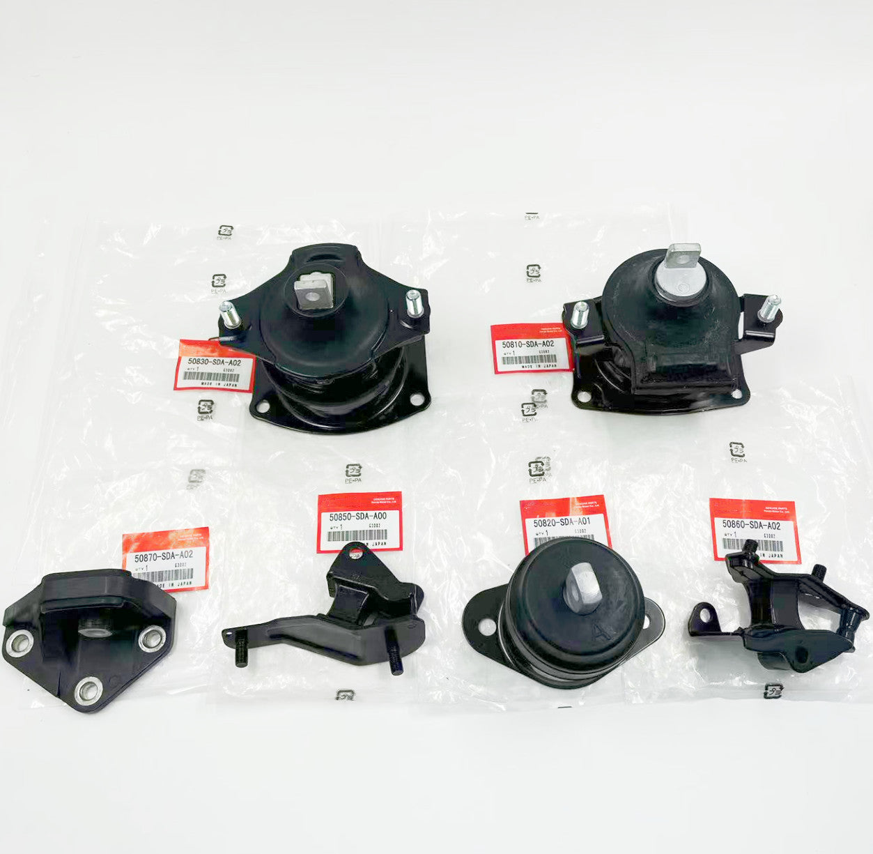 new 6-piece mounting kit for Honda 2003-2007 Accord 2.4L engine, electric motor, and transmission.