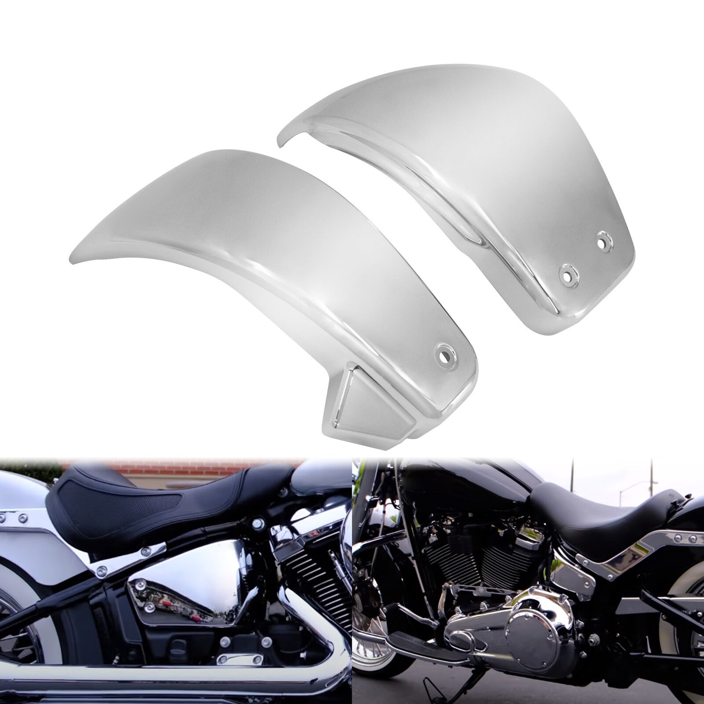 2x Chrome Battery Fairing Side Cover Fits for Harley M8 Softail Street Fat Bob