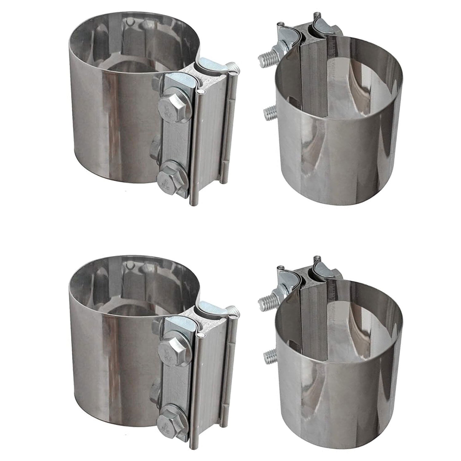 4pcs OD Pipe Butt Joint Band Clamp Exhaust Sleeve Stainless Steel For Universal