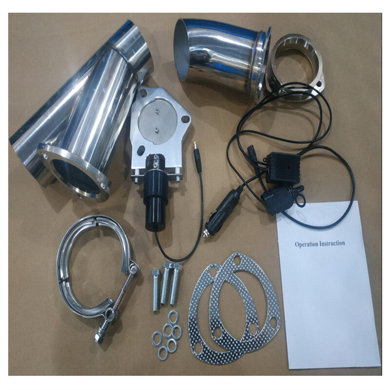 2 Stainless Exhaust Valve E-Valve Motor Pipe Dump Valve Kit w/ Manual Control