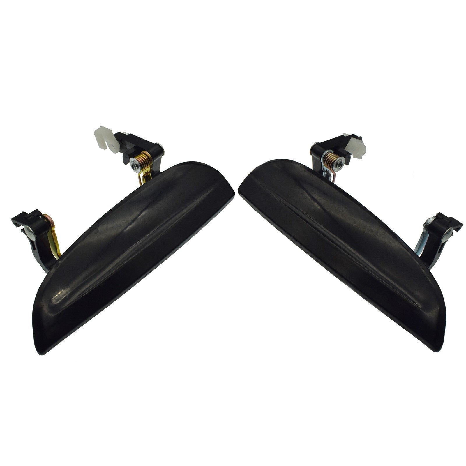 A pair of black front left and right exterior door handles suitable for the 2003-2005 for Kia Rio- v