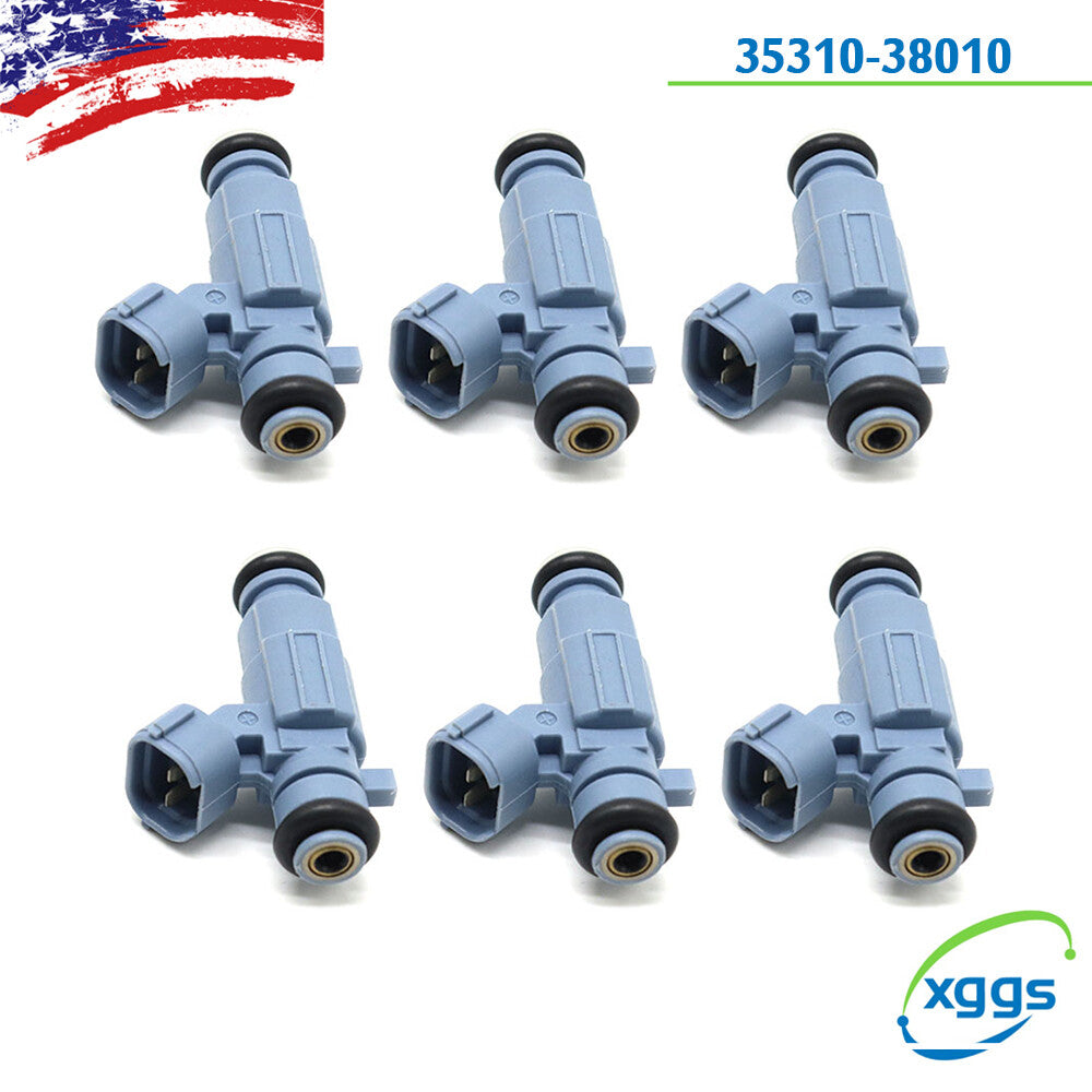 6X 35310-38010 Fuel Injectors for Hyundai Santa Fe XG350 Optima Amanti 2.4L