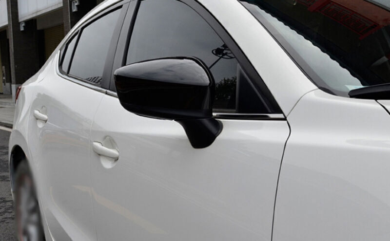 Gloss Black Exterior Rear View Mirror Cover Molding Trim for Mazda 3 Axela 14-16