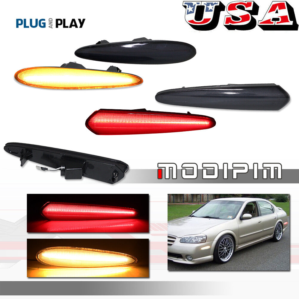 Suitable for Maxima front and rear LED side bumper markings, smoked lens LED from 2000 to 2003- v
