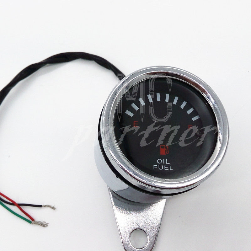 Universal Motorcycle 12V Chrome LED Digital Oil Fuel Lever Gauge waterproof Q