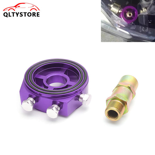 M20x1.5 3/4-16UNF Oil Cooler Filter Sandwich Plate Male Adapter 1/8 NPT Purple Q
