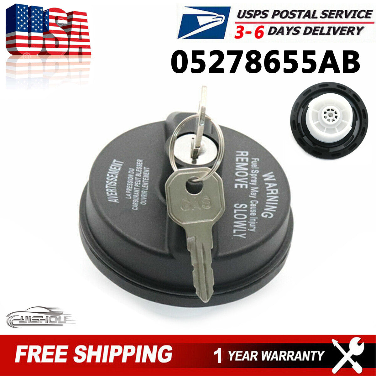 NEW Locking Gas Fuel Cap Fits for 2001-2021 for Chrysler for Jeep for Dodge for Ram 5278655AB US Q