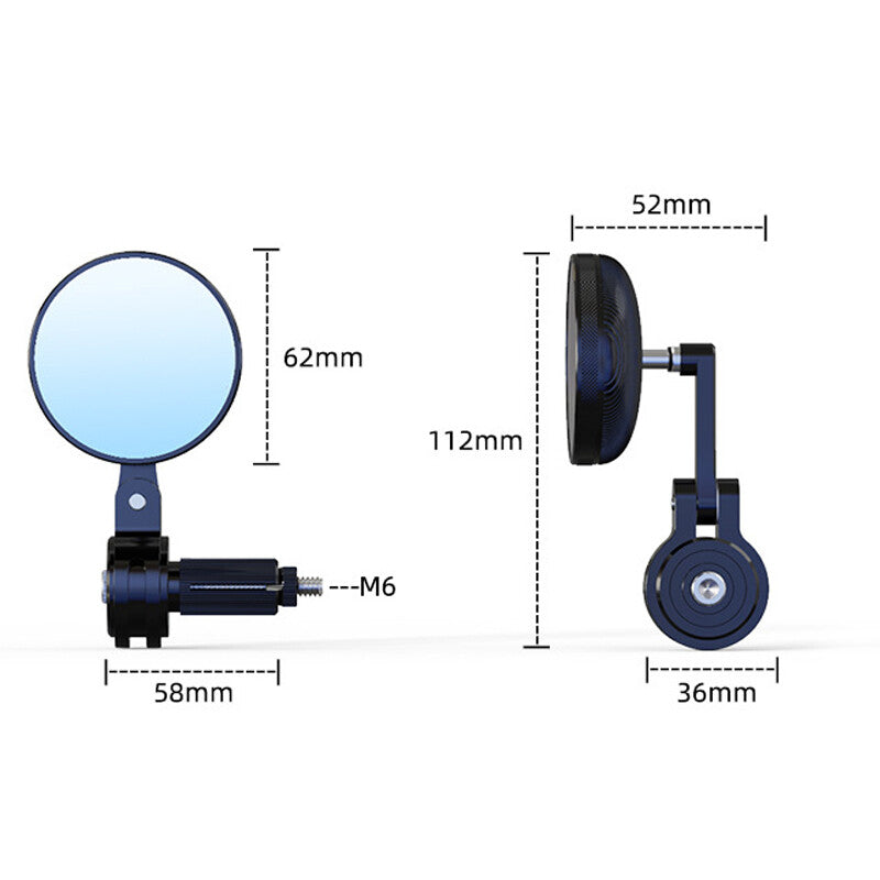 2-Piece Adjustable Motorcycle Round CNC Handlebar Side Retro Rearview Mirrors n