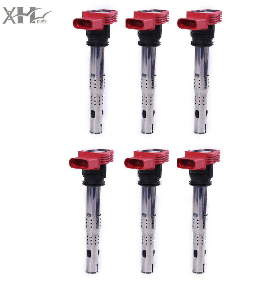 6Pcs Red Ignition Coils for Audi for A4 for A5 for A6 for A8 Q5 for VW Touareg 06-13 06E 905 115E