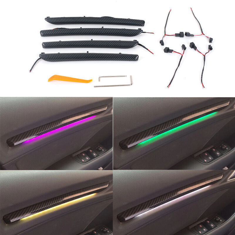 Carbon fiber trim for door LED light covers on for Audi A3 S3 8V 2014-2019 models