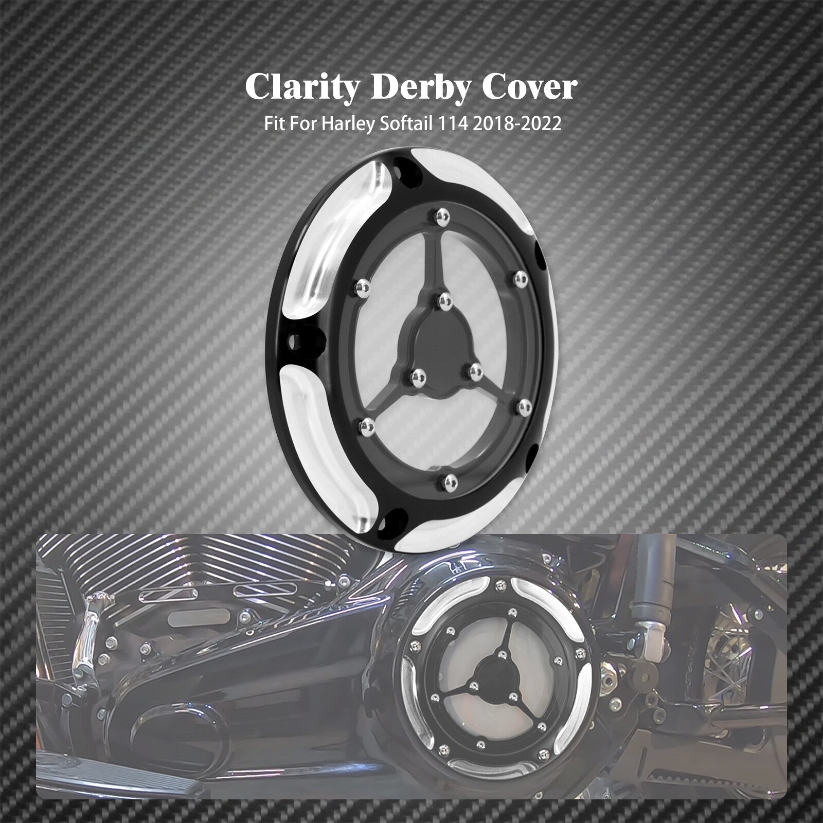 Black Engine Derby Cover Fit for Harley Softail 114 Street Bob Breakout FXLRS Q