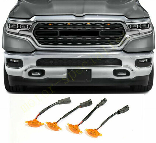 for Ram 1500 2019-2024 Yellow Style Front Grill LED Marker Light Kit