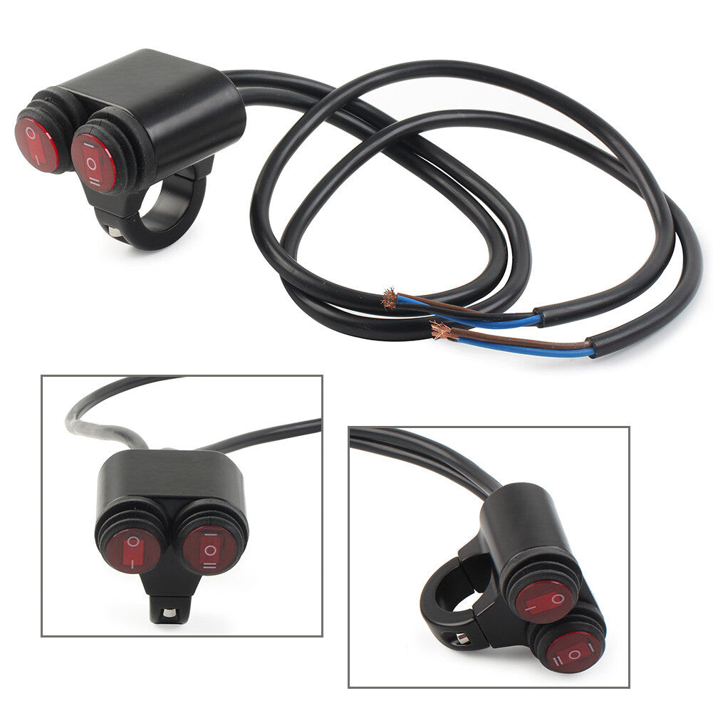 22mm Motorcycle Handlebar Headlight Fog Spot Light Dual On Off Switch 12V