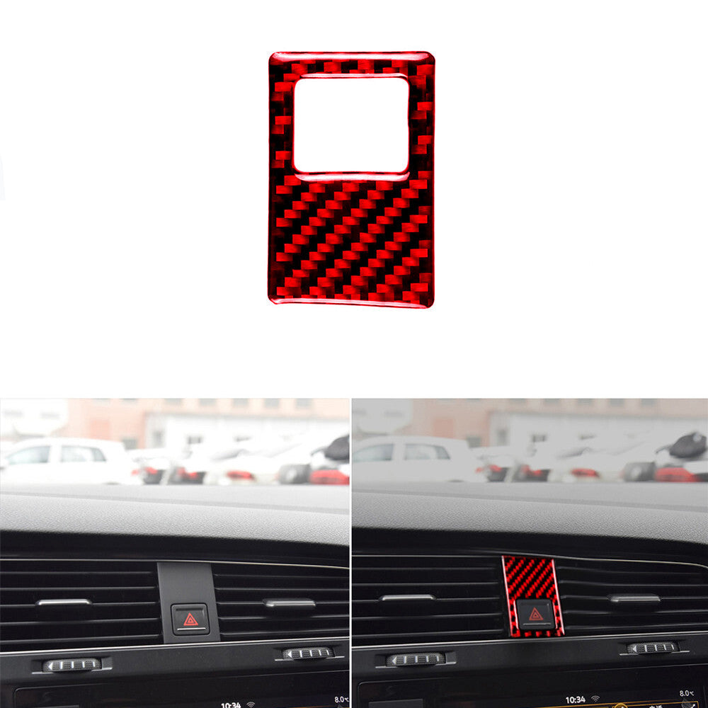 Red Carbon Fiber Inenr Warning Light Frame Cover Trim for VW for Golf MK7 2013-2017