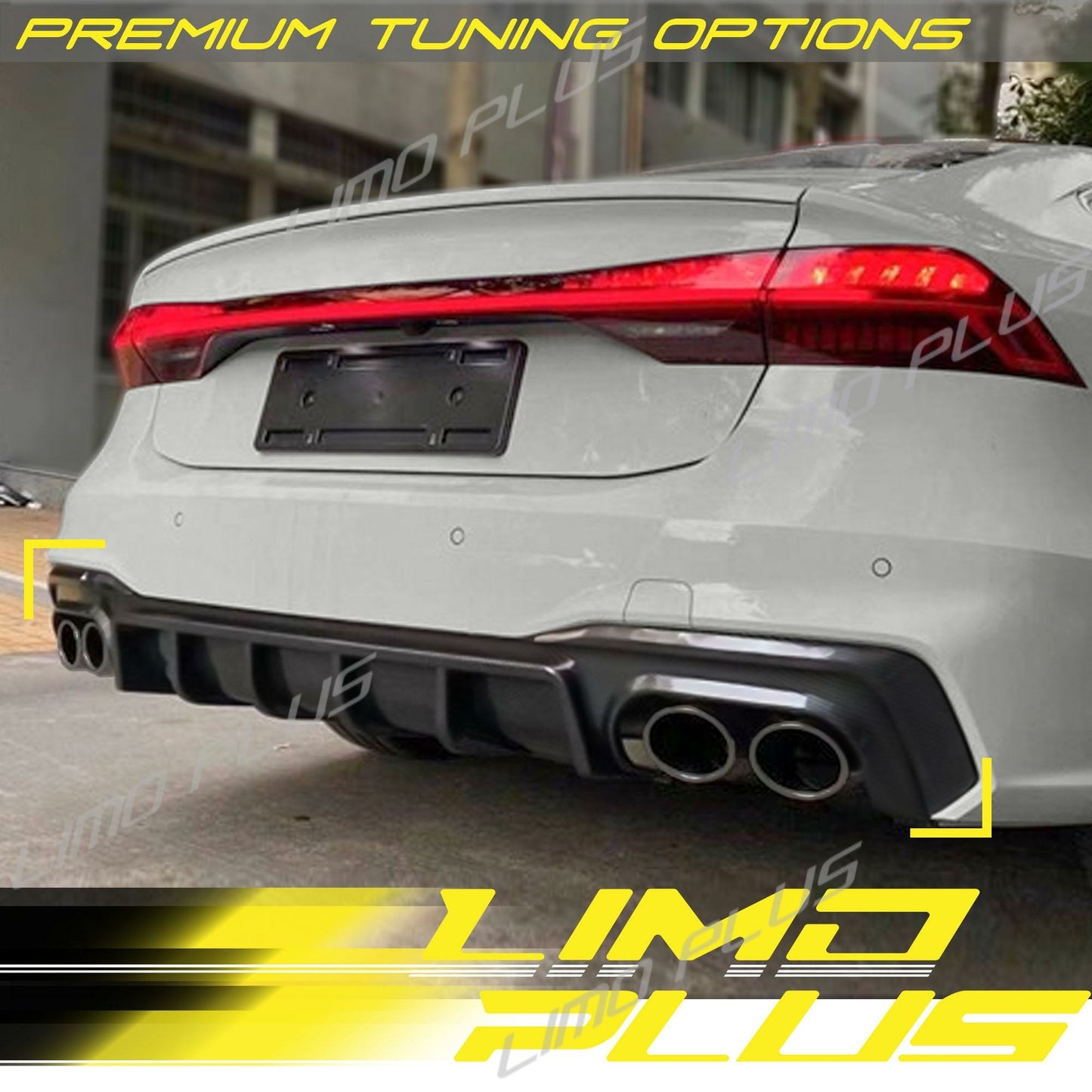 S7 Style Black Rear Diffuser Exhaust Heads for Audi A7 C8 Sline 2019-2023 Q