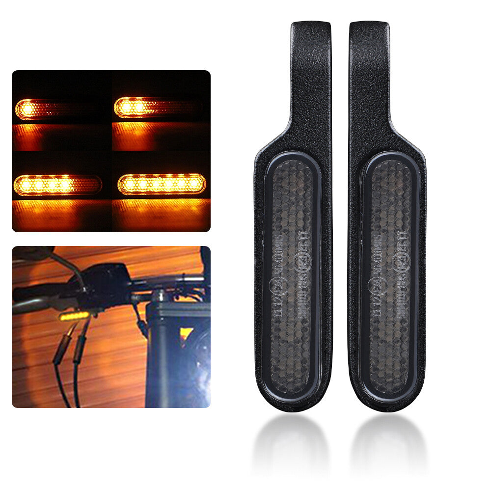 2X Black Motorcycle LED for Mini Turn Signals Indicator Amber Flowing Blinker Light