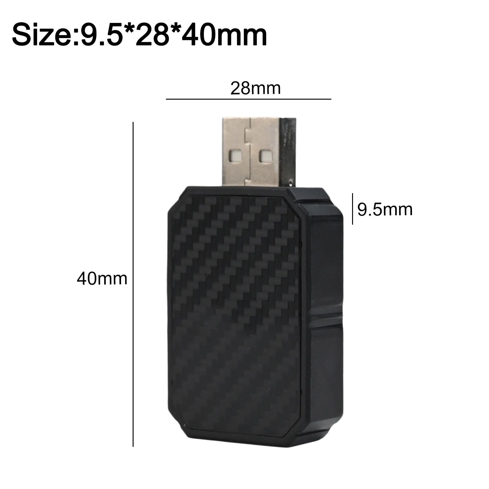 Compact design for Android Auto and CarPlay wireless adapter with USB A and C ports.