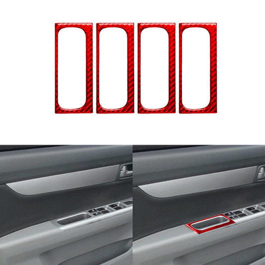 2Pcs Red Carbon Fiber Central Storage Box Cover Trim for Audi Q5 2018-2021 v