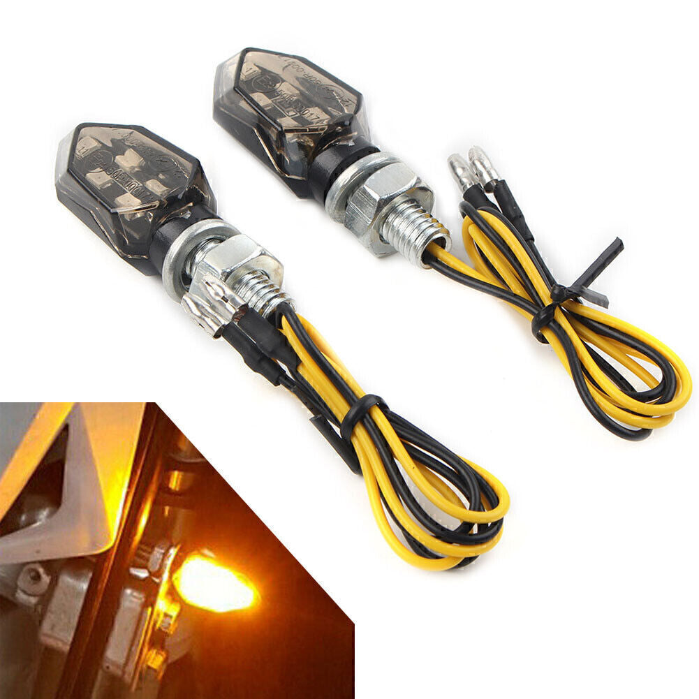 2X for Mini Motorcycle 12V LED Smoke Turn Signals Blinker Light Indicator Amber Lamp Q