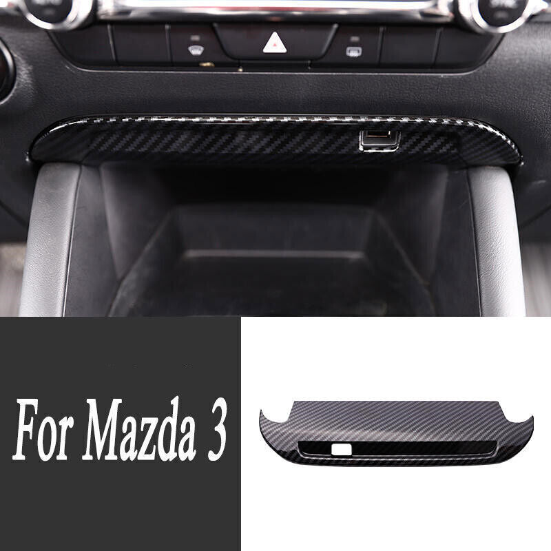 for Mazda 3 19-23 Carbon fiber Center Dashboard Console USB Socket Cover Trim 1P