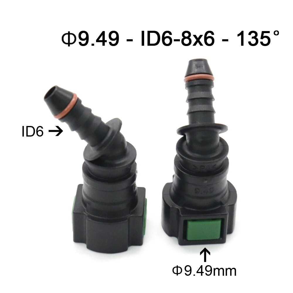 2pcs/lot 9.49mm ID6 8x6 135¡ã Fuel Line Hose Pipe Quick Release Female Connector Q