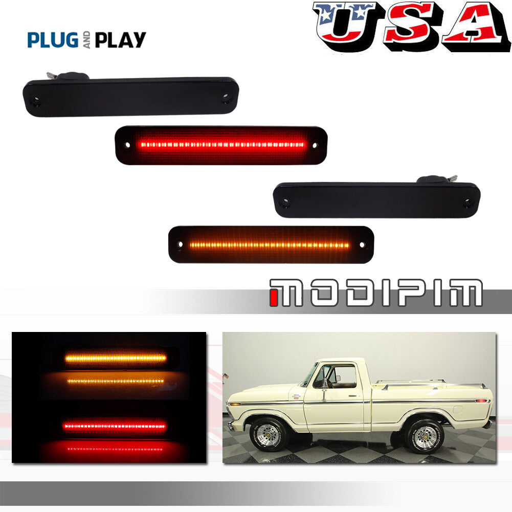 4-piece smoke LED front and rear side marker lights suitable for F- trucks from 1973 to 1979- v