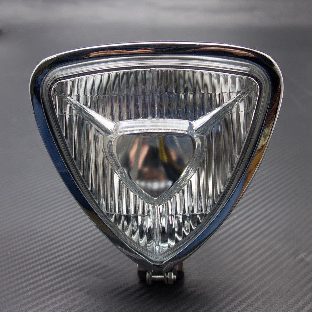 New Motorcycle Chrome Triangle Headlight Lamp Flat Back for Harley for Honda for Suzuki Q