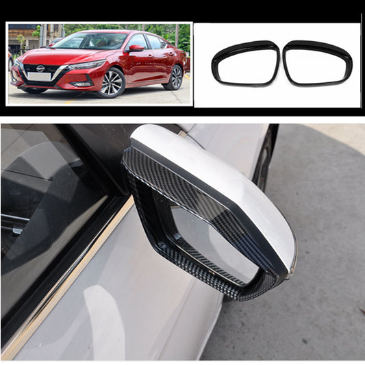 for Nissan Sentra 2020-22 Carbon Fiber Look Side Mirror Rain Eyebrow Cover Trim