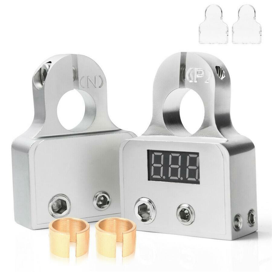 2Pcs 0 4 8 Gauge AWG Car Positive Negative Battery Terminal Chrome Set Trim