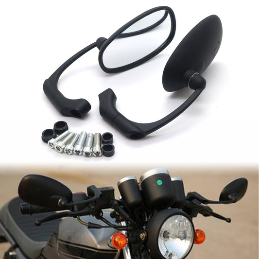 Motorcycle Black Retro Oval Rearview Side Mirror For GN/ CG Cafe Racer Custom Q
