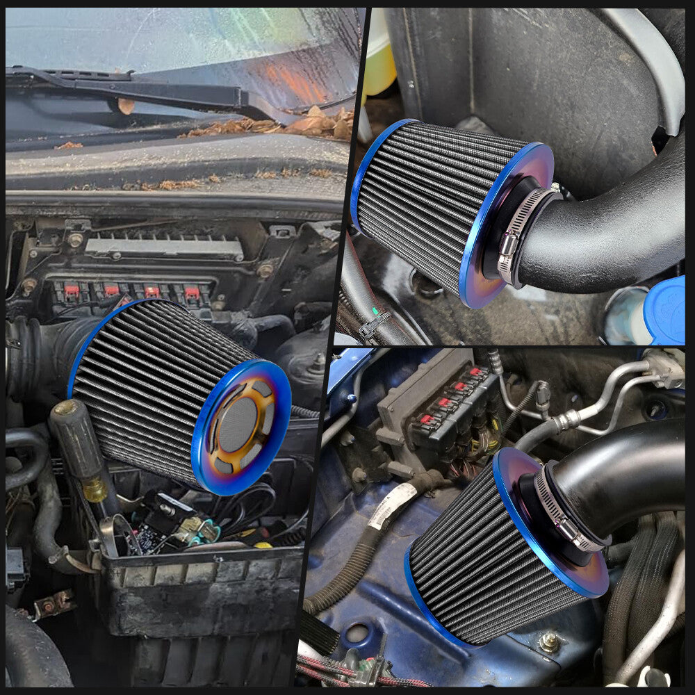 3 76mm Universal High Flow Inlet Air Intake Cone Filter For Car/Truck/SUV