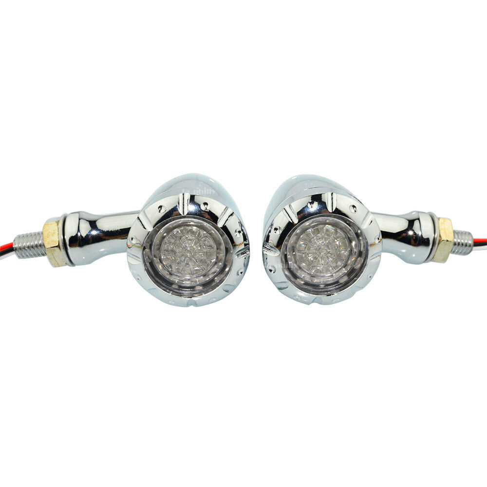 2Pcs 4 wire 12v Bullet LED Brake Turn Signal Light Chrome for Harley for Honda Q