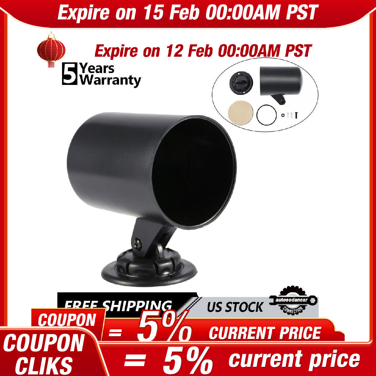 Universal 2 52mm Vehicle Car Truck Single Swivel Gauge Holder Pod Cup Mount