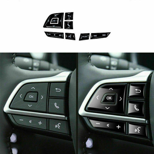 8P Black Inner Steering Wheel Button Cover Trim for Toyota Highlander 2020-2023