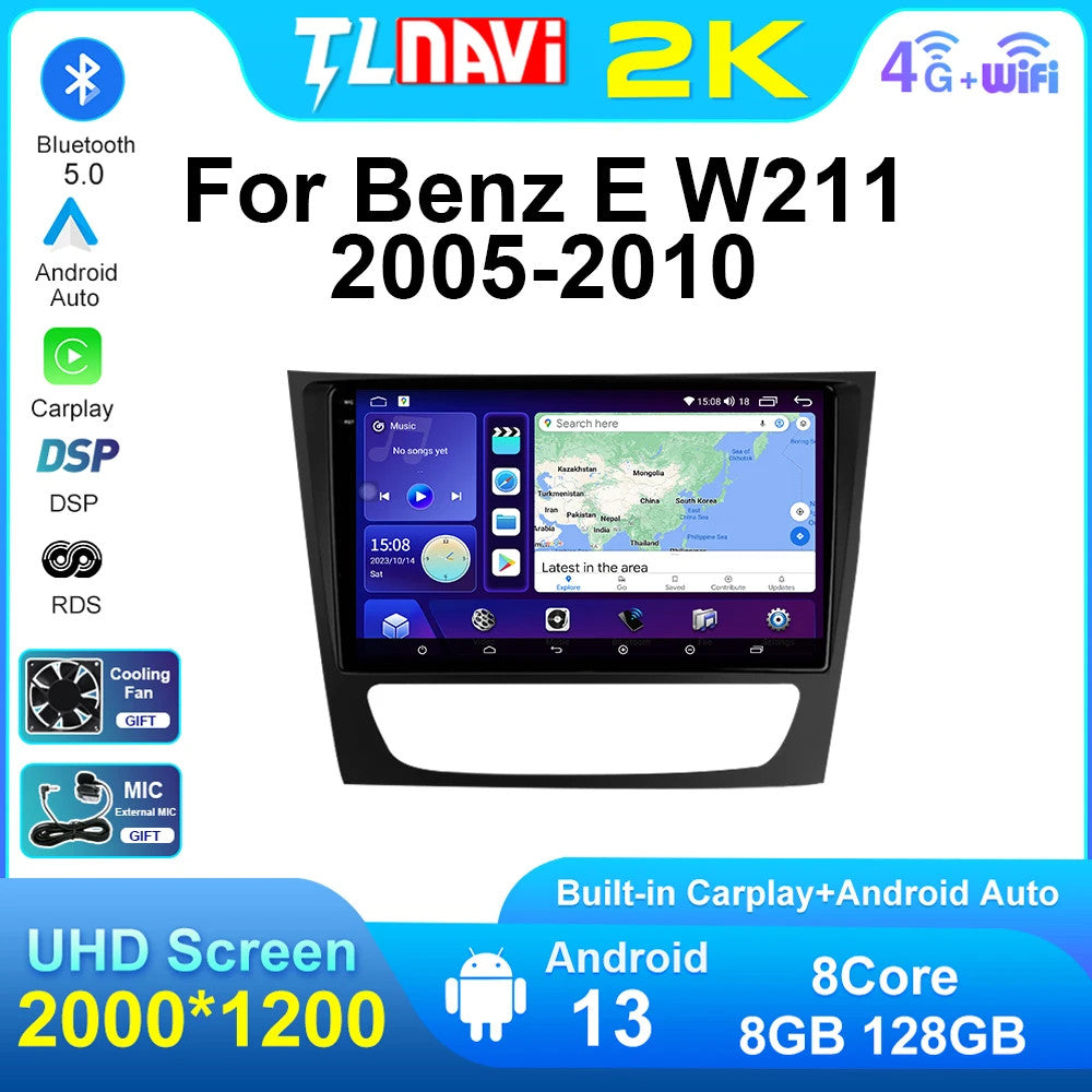 for Benz E Class W211 CLS W219 CLK W209 2005-2010 CarPlay Car Radio GPS Screen