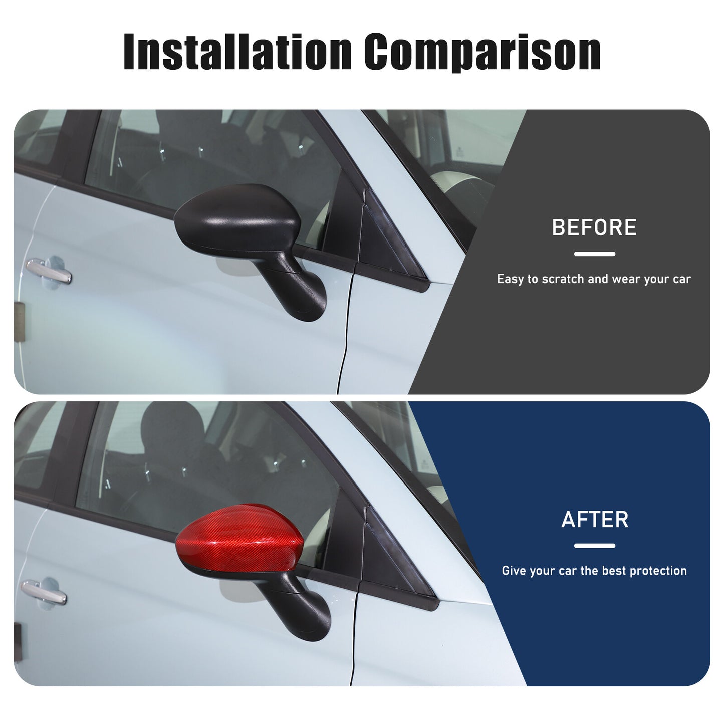 Red carbon fiber exterior mirror cap trim suitable for Fiat 500 2007 - 2023 n