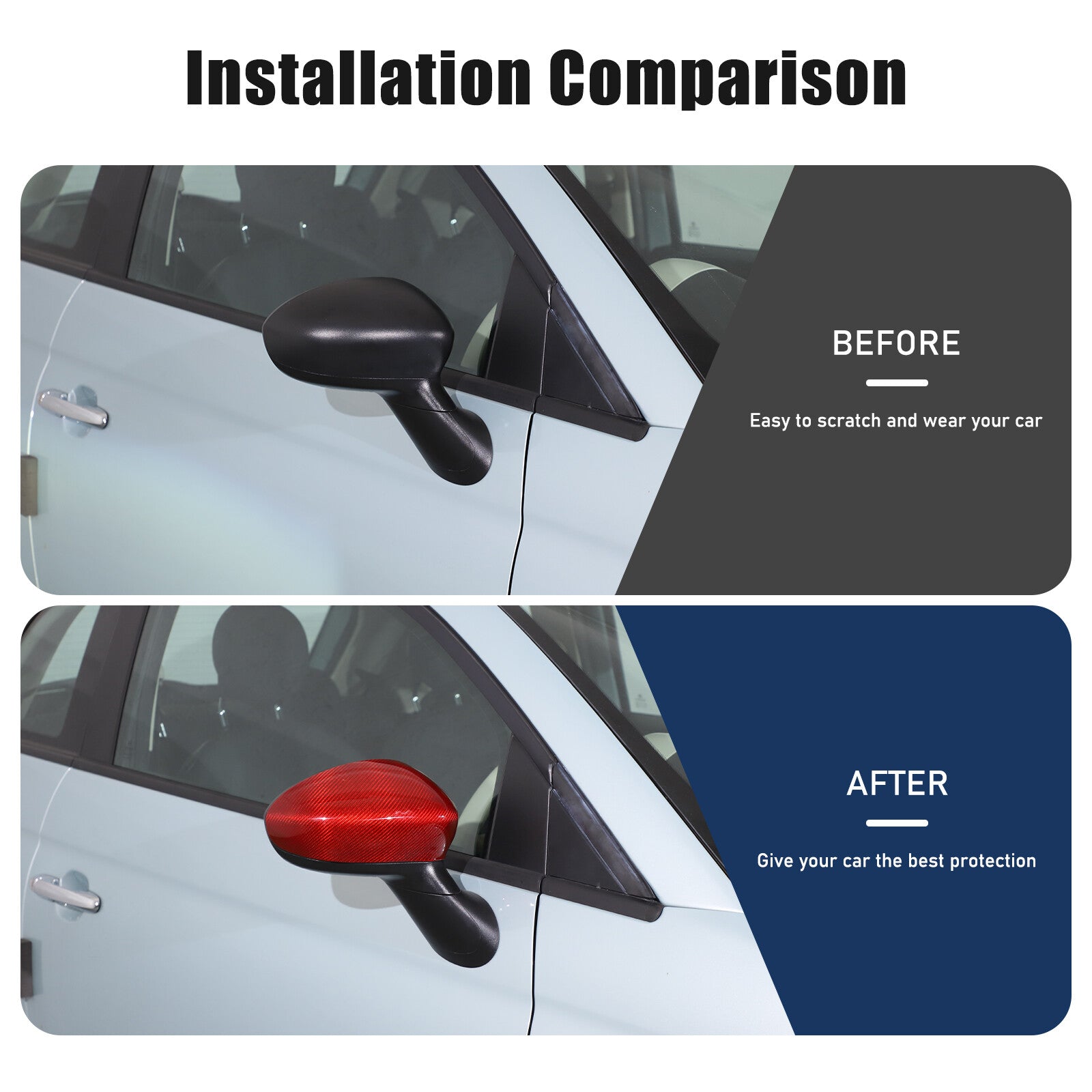 Red carbon fiber exterior mirror cap trim suitable for Fiat 500 2007 - 2023 n