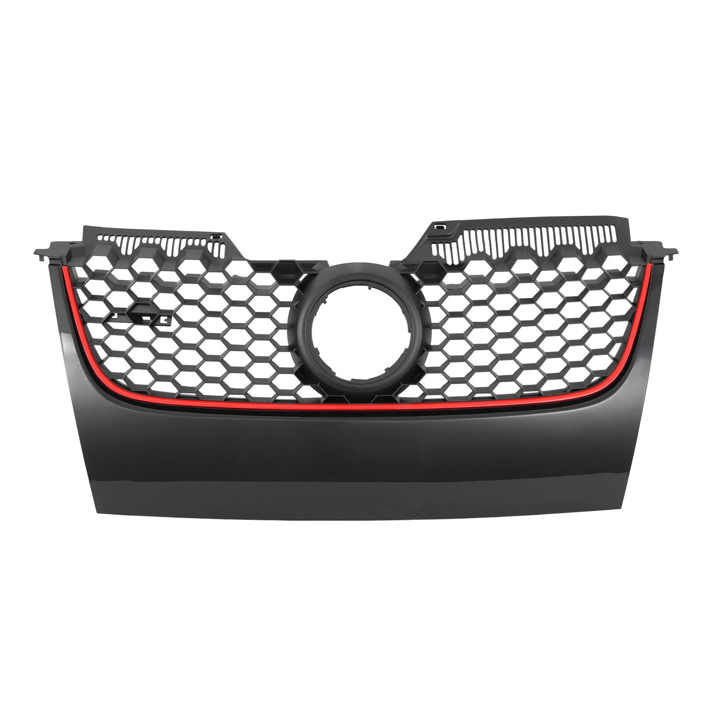 Main Hexagonal Grille Gloss Black with Red Trim for for VW MK5 GTI for Jetta GLI 2006-2009- v