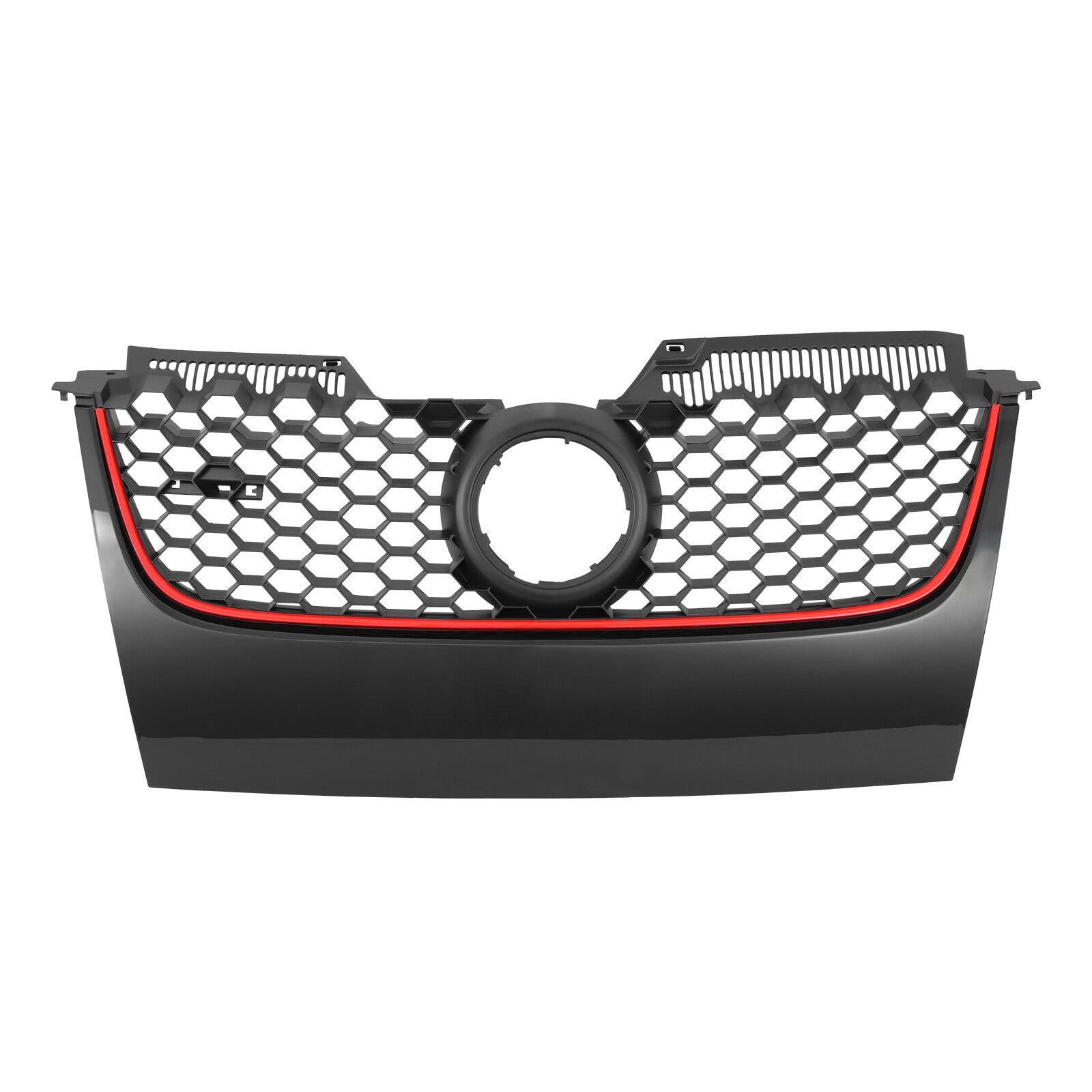 Main Hexagonal Grille Gloss Black with Red Trim for for VW MK5 GTI for Jetta GLI 2006-2009- v