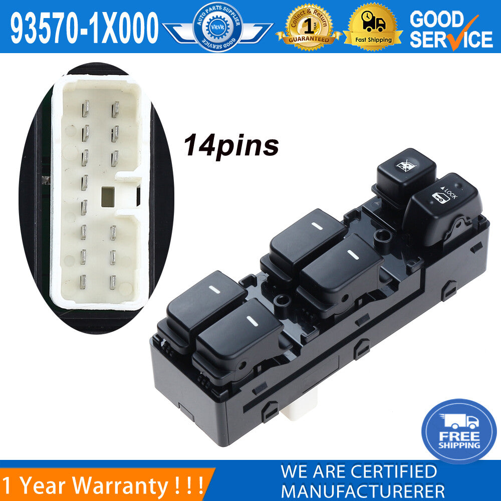 93570-1X000 Left Front Power Window Switch 14-Pin for Kia Forte Cerato