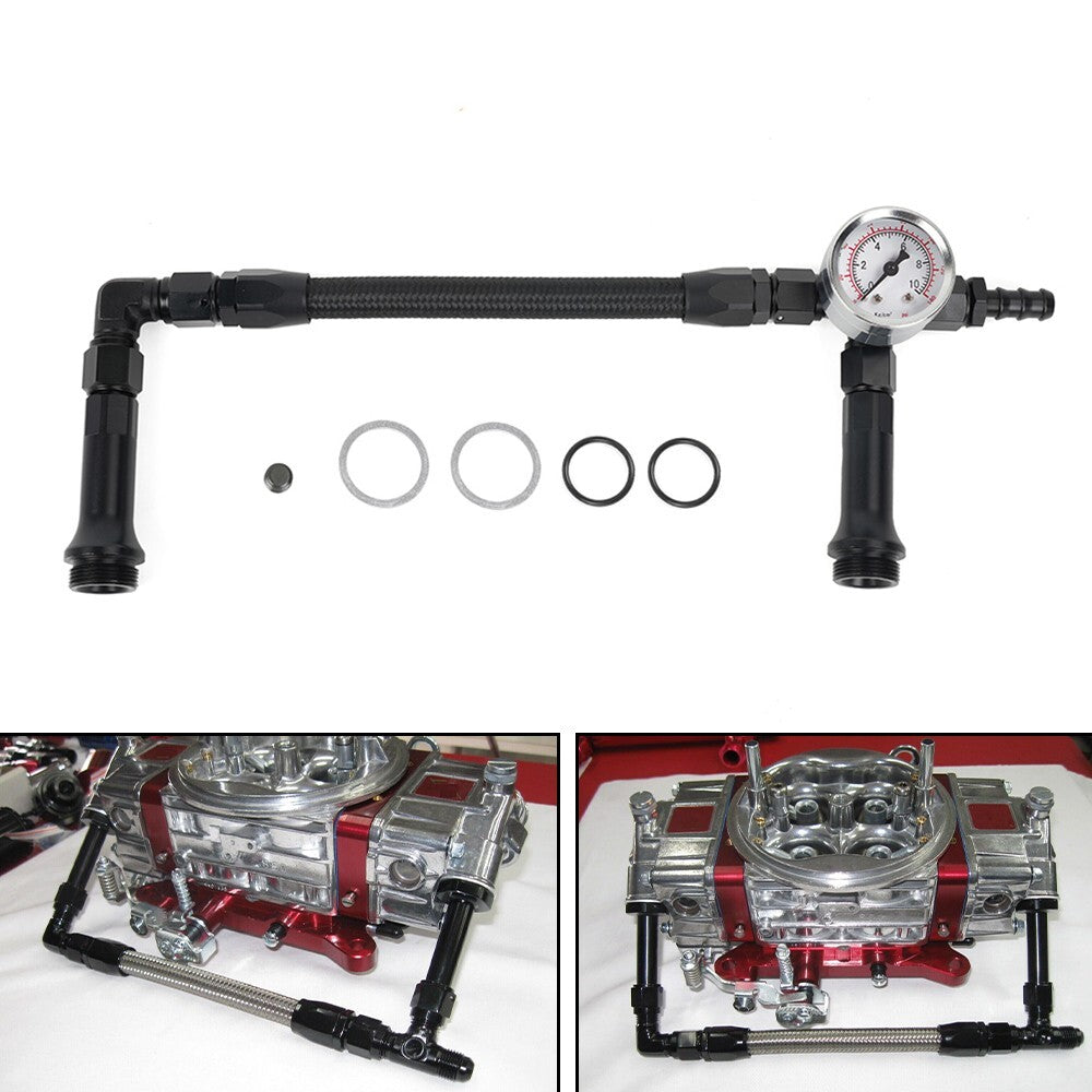 6AN Braided Dual Feed Carb Fuel Line Double Pump for 4150 Holley Carburetor Q