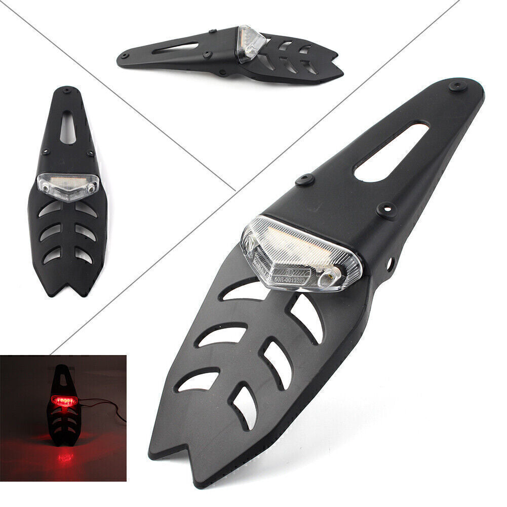 Universal Motorcycle LED Integrated Rear Tail Light Black Fender Lamp