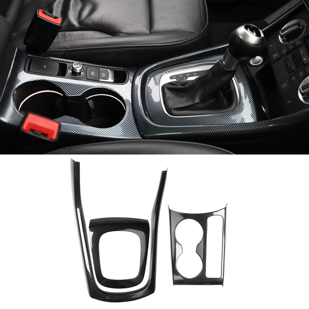 Fit for Audi Q3 15-18 ABS Carbon Fiber Console Gear Shift Water Cup Cover Trims