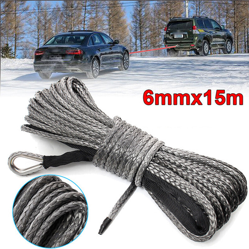 UTV (All-Terrain Vehicle) 50 ft x 6 mm (1/4) Nylon Synthetic Winch Cable 5000-5700 lbs n