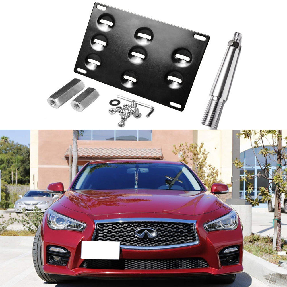 Tow Hook License Plate Mounting Bracket Holder for 08-15 for Infiniti G35 G37 Q60.et