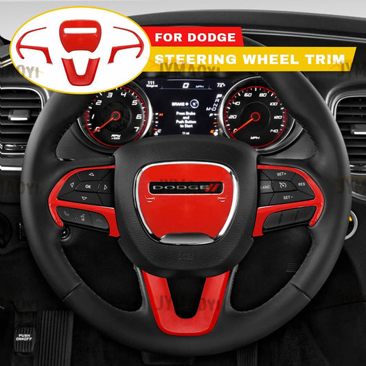 4pcs for Dodge for Jeep Red Steering Wheel Cover Trim Sticker Interior Accessories