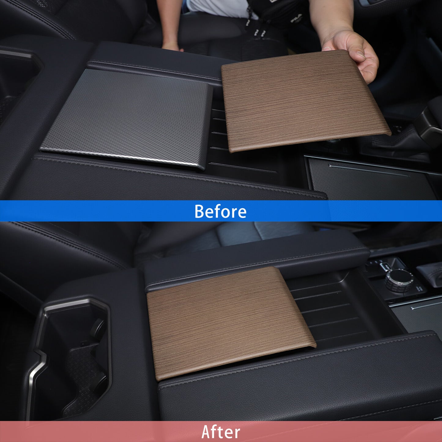 Matte black center armrest, armrest box cover decorative panel trim, suitable for Tundra 2022 - 23- n