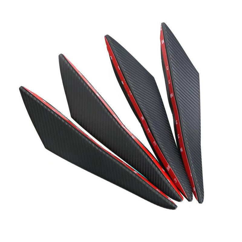 4pcs Carbon Fiber Rubber Car Styling Bumper Lip Fin Splitter Spoiler Canard Pad