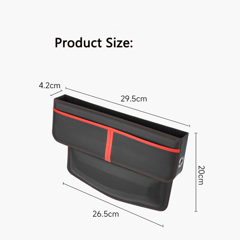 Universal storage pocket for car for seat gaps - polyurethane synthetic leather front for seat gap filler n