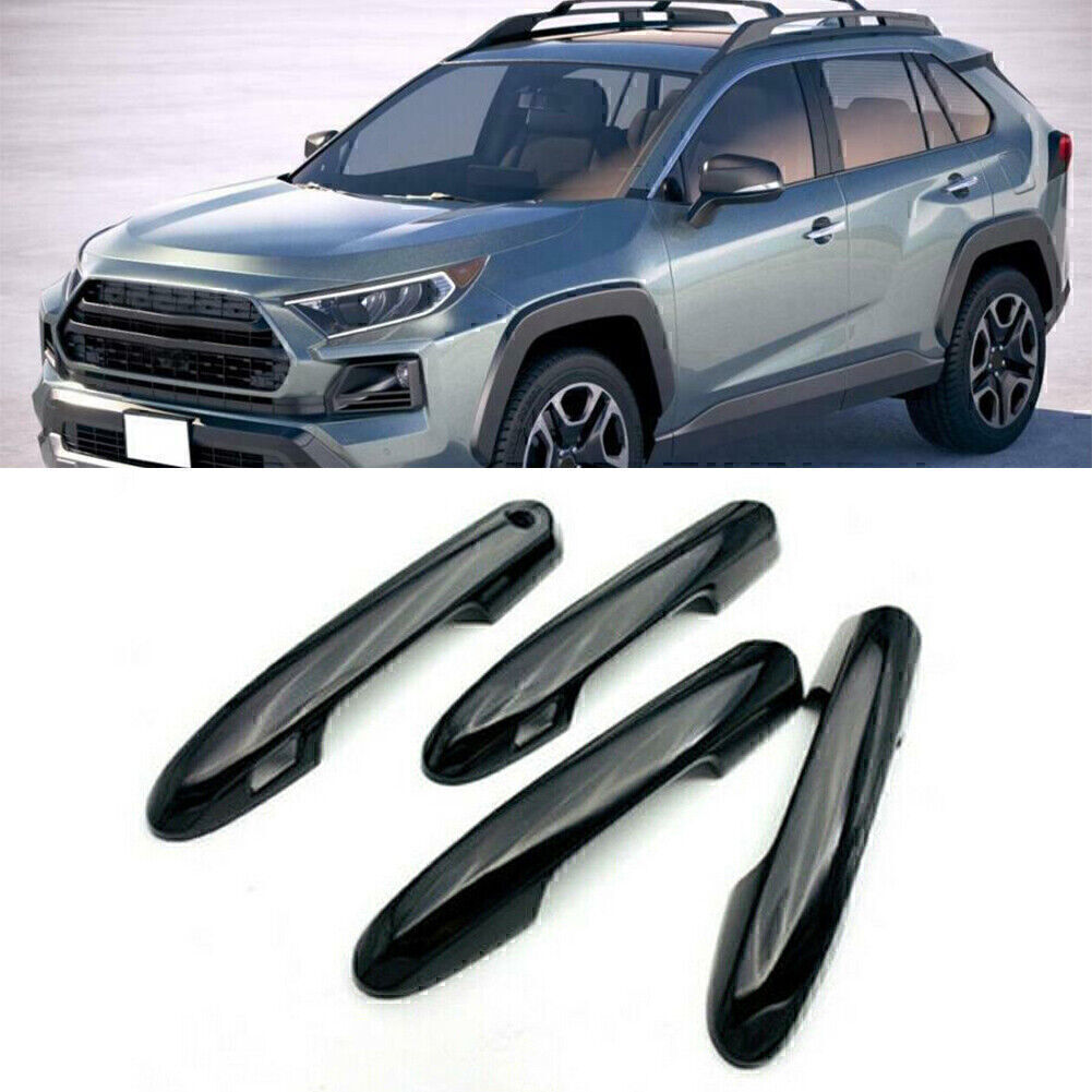 Door Side Handles Cover Trim Decor Fit for Toyota New RAV4 2019-2020 Black 4pcs Car